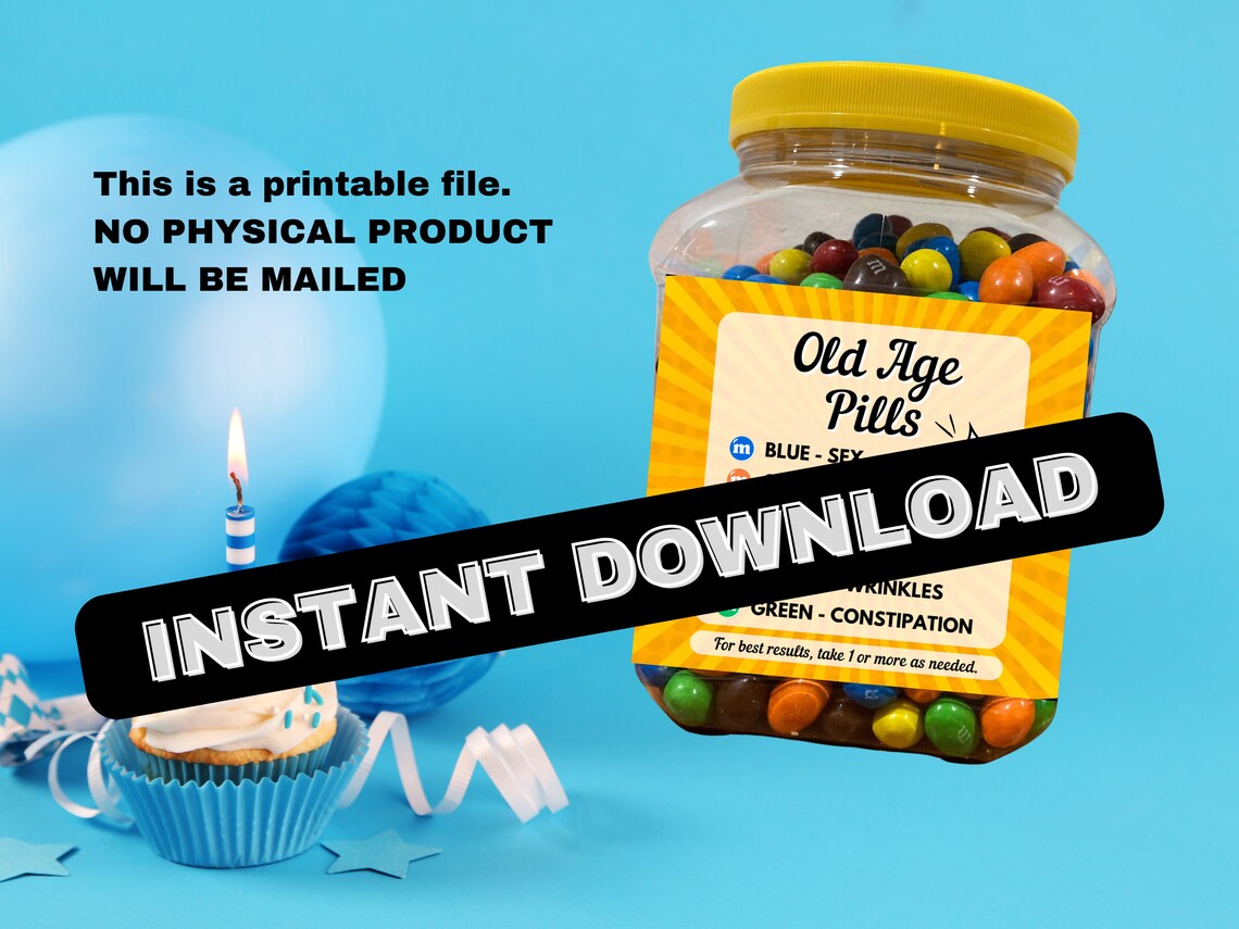 Old Age Gift | Old Age Pills Printable Label | Old Age Humor | Funny ...