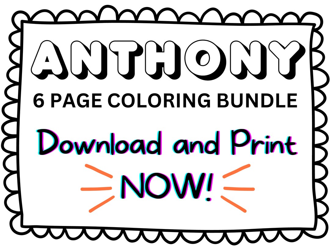 Anthony Coloring Page Printable Name Coloring Page, Custom Coloring, Personalized Gift ...