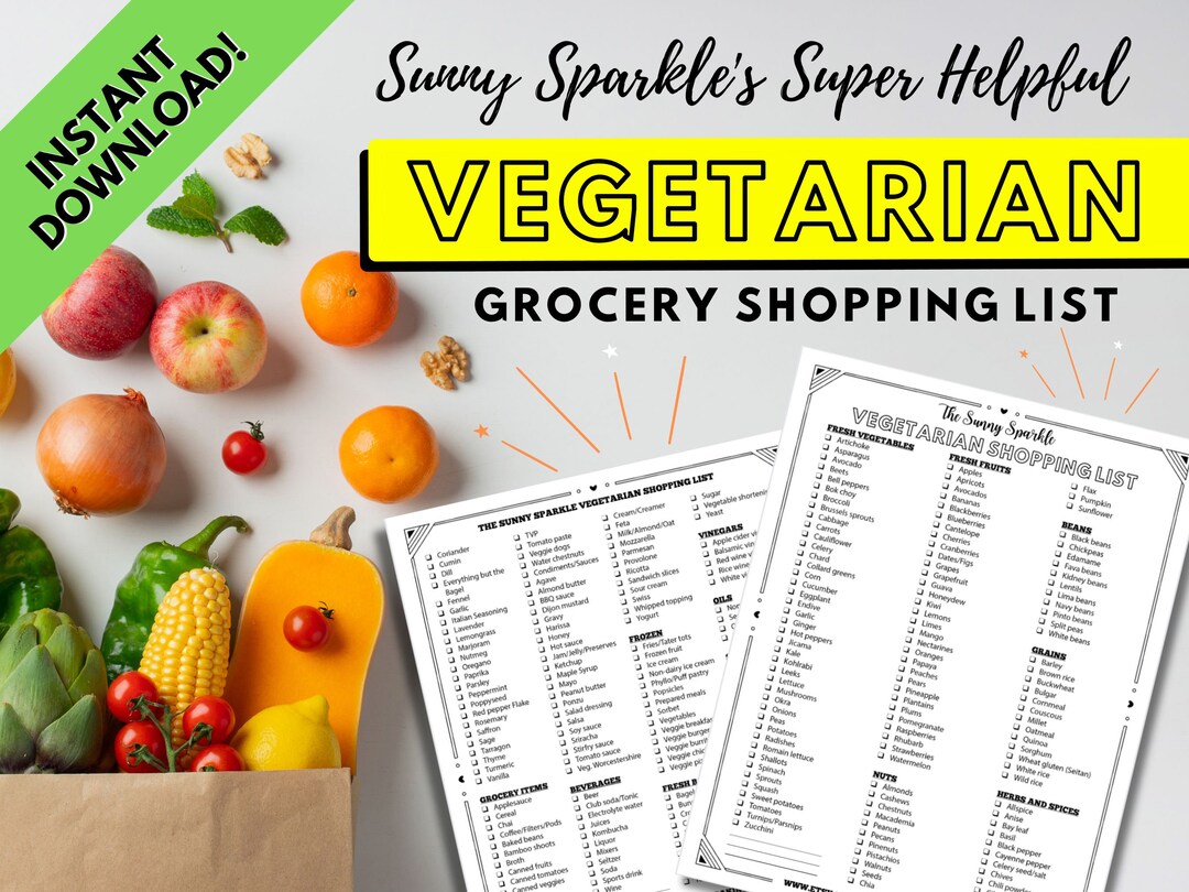 Vegetarian Shopping List Plant-based Shopping List Grocery Shopping ...