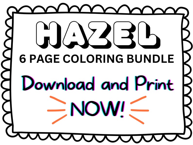 Hazel Coloring Page Printable Name Coloring Page Custom - Etsy