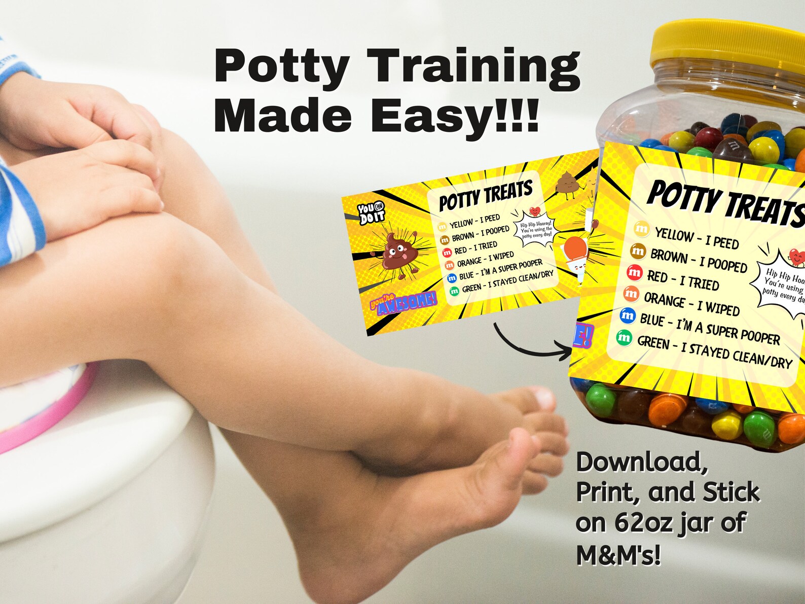 Toilet Training Treat Jar Potty Training Rewards Potty Treats Printable Label Instant Download ...
