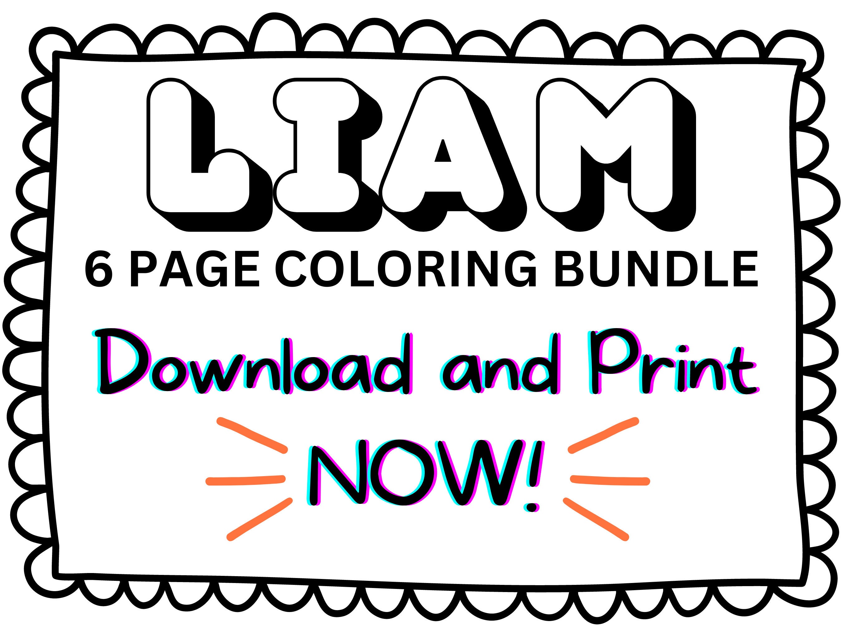 Liam Coloring Page Printable Name Coloring Page, Custom Coloring