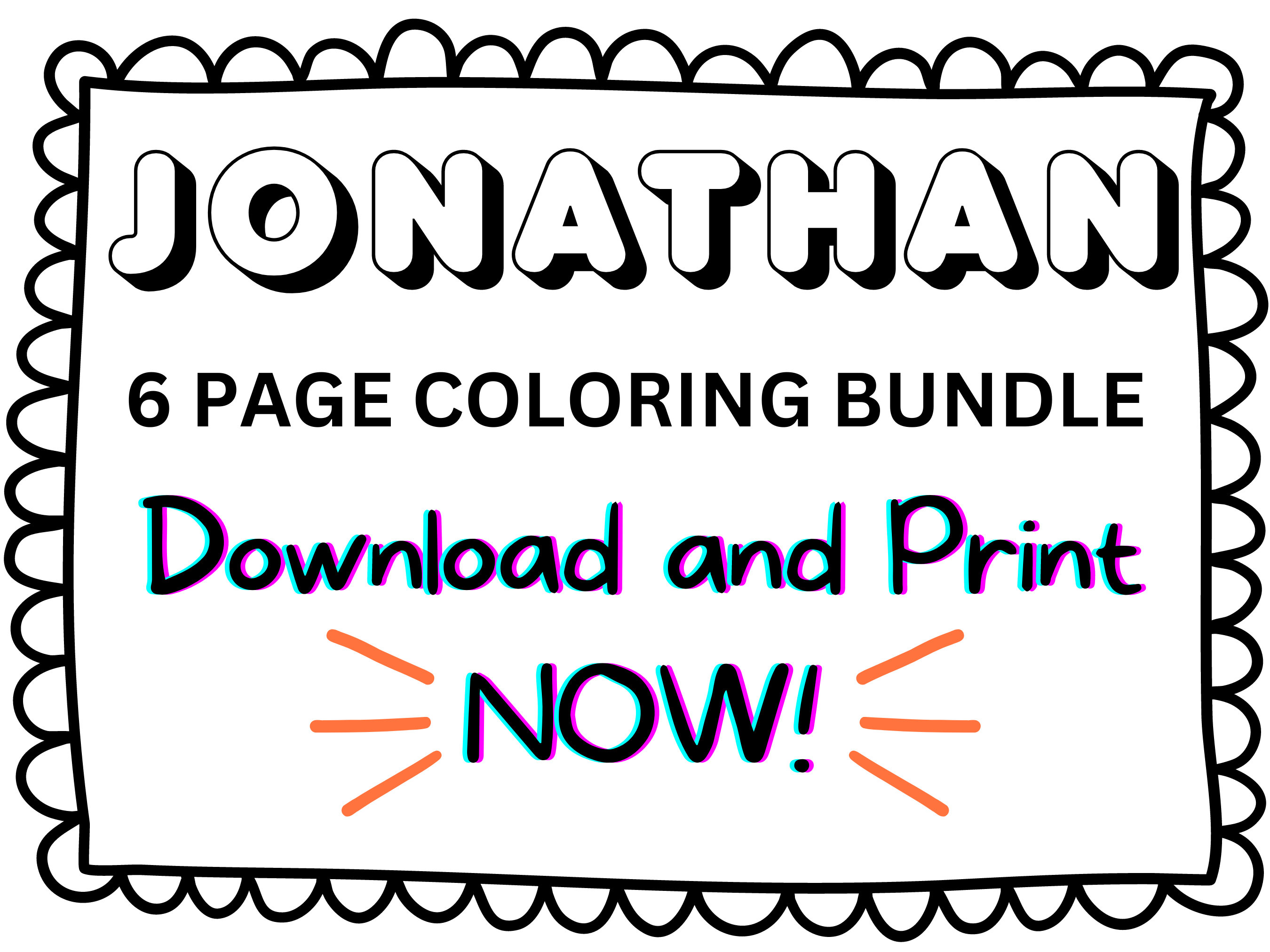 Jonathan Coloring Page Printable Name Coloring Page, Custom Coloring