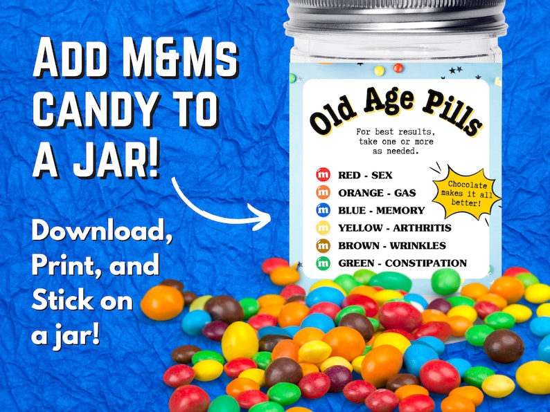 DIY Birthday Gift | Over the Hill Gift | Old Age Pills Label | Old Age ...
