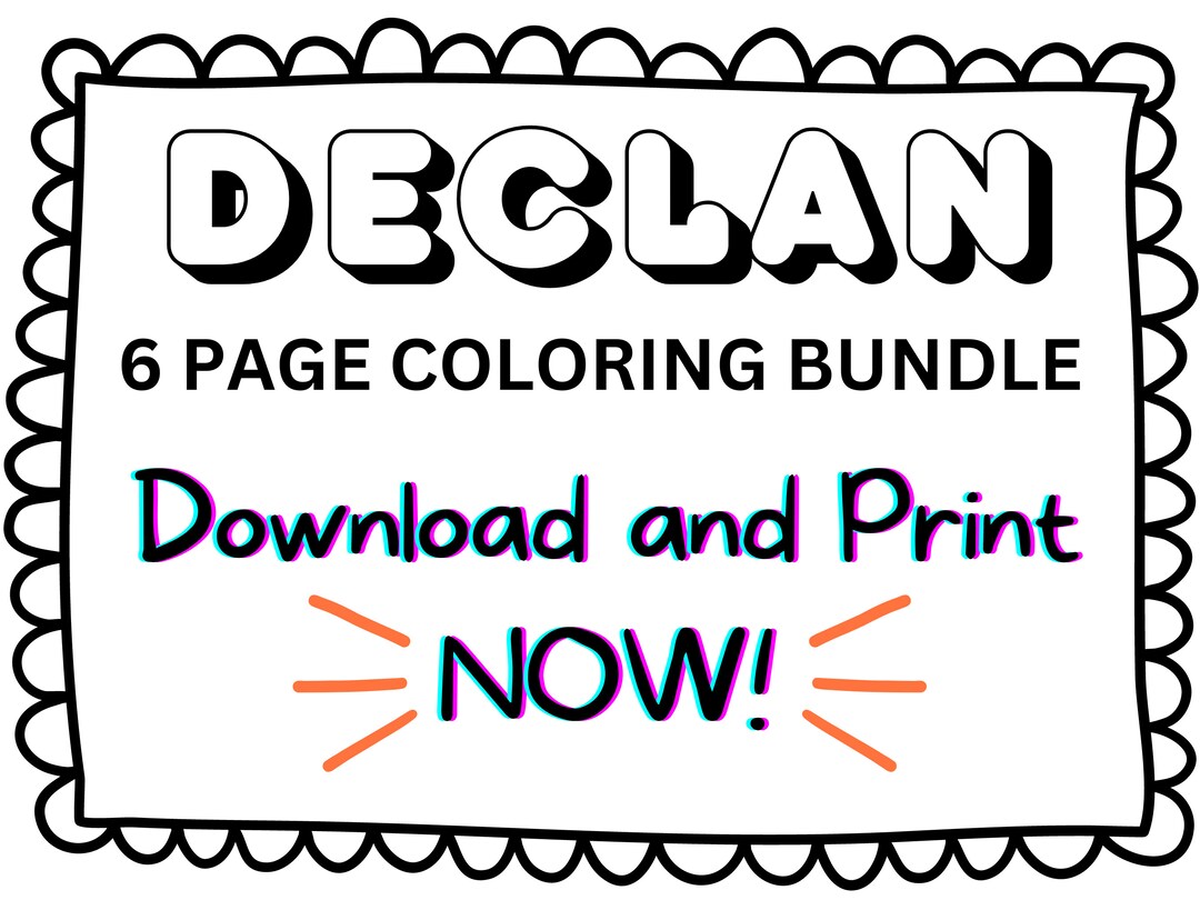 Declan Coloring Page Printable Name Coloring Page Custom - Etsy México