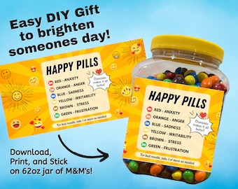 Happy Pills Printable Label | Instant Download | Easy Gift