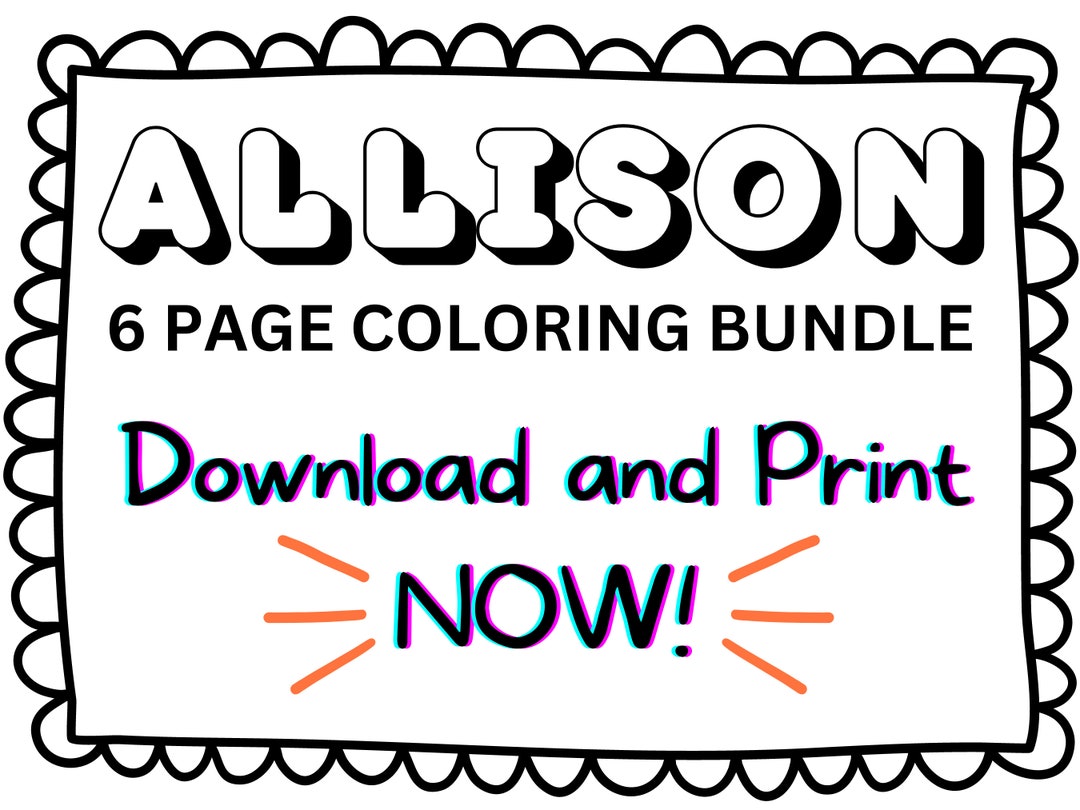 Allison Coloring Page Printable Name Coloring Page Custom - Etsy Schweiz
