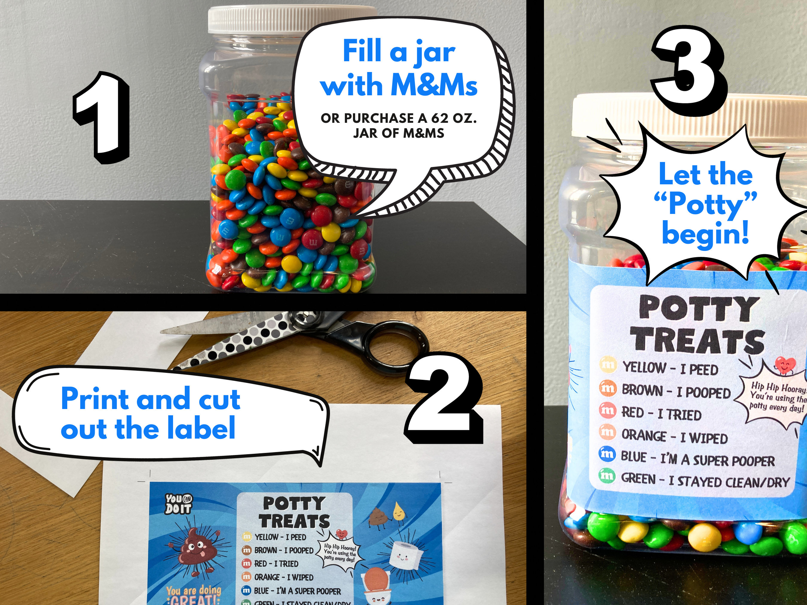 Potty Treats | Potty Training Success | Printable Label | Toilet Training Treat Jar | Instant ...