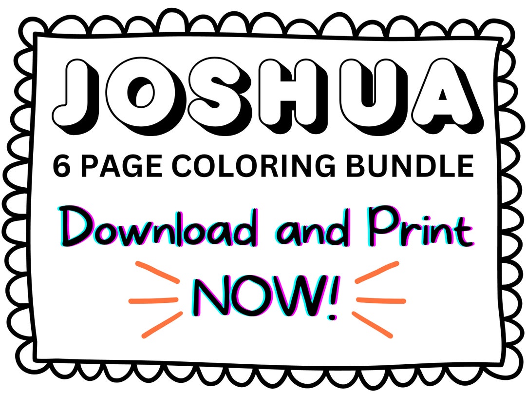 Joshua Coloring Page Printable Name Coloring Page Custom - Etsy