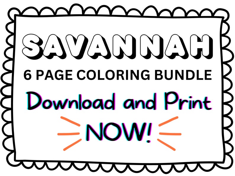 Savannah Coloring Page Printable Name Coloring Page, Custom Coloring ...