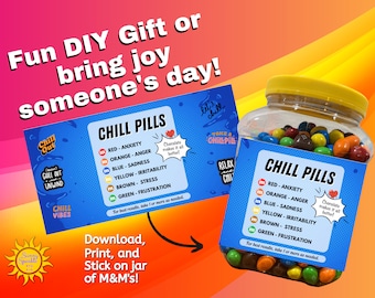 Chill Pills Printable Label | Office Treat Jar | DIY Gift | Funny Gift |Instant Download | Easy Gift