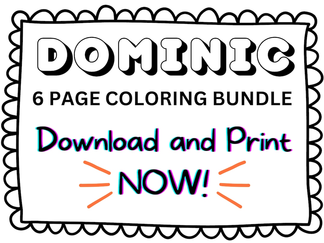 Dominic Coloring Page Printable Name Coloring Page Custom - Etsy