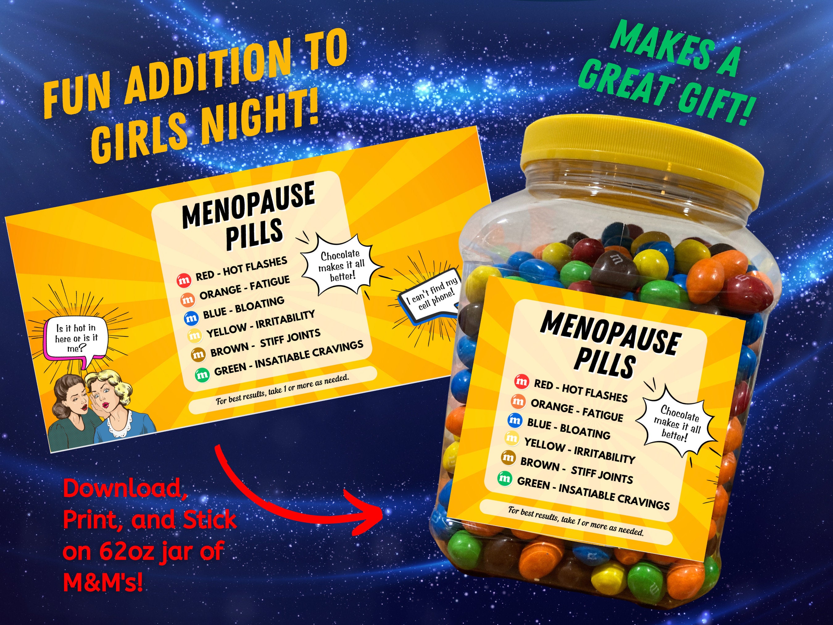 Menopause Pills Label Girls Night Funny Gag Gift Menopause Support