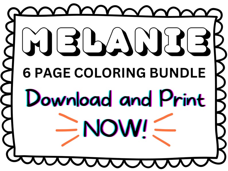 Melanie Coloring Page Printable Name Coloring Page, Custom Coloring
