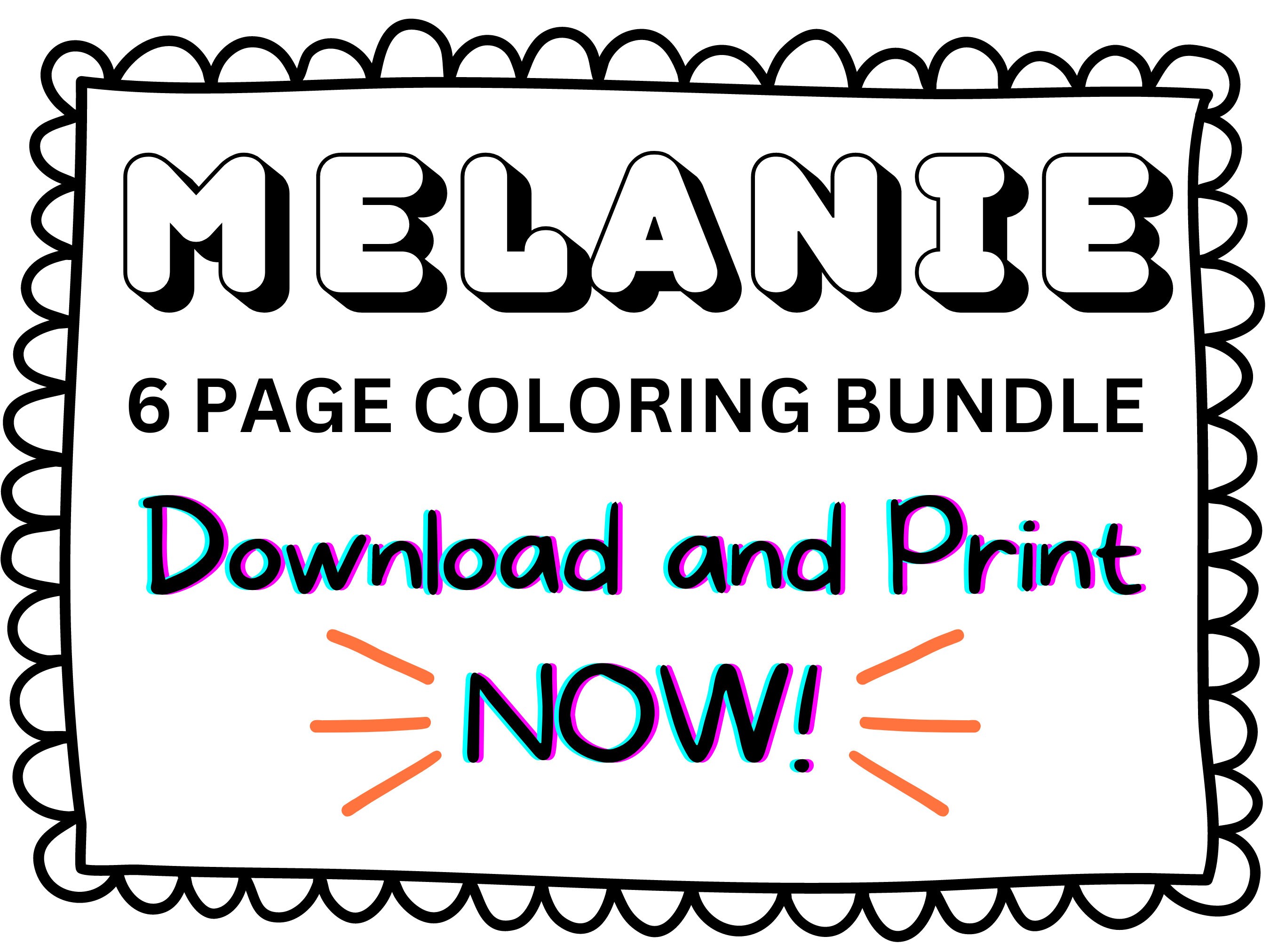 Melanie Coloring Page Printable Name Coloring Page, Custom Coloring ...