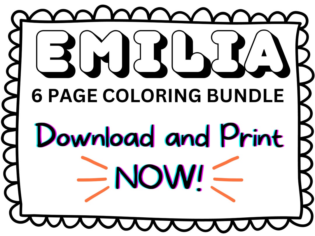 Emilia Coloring Page Printable Name Coloring Page, Custom Coloring