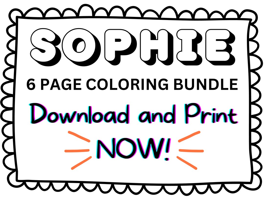 Sophie Coloring Page Printable Name Coloring Page Custom - Etsy
