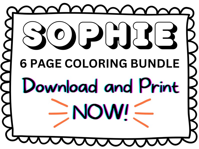 Sophie Coloring Page Printable Name Coloring Page Custom - Etsy