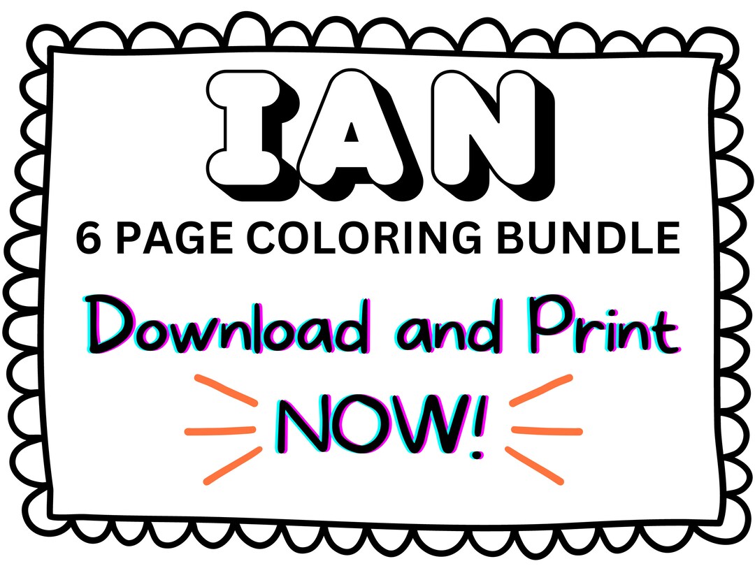 Ian Coloring Page Printable Name Coloring Page Custom - Etsy