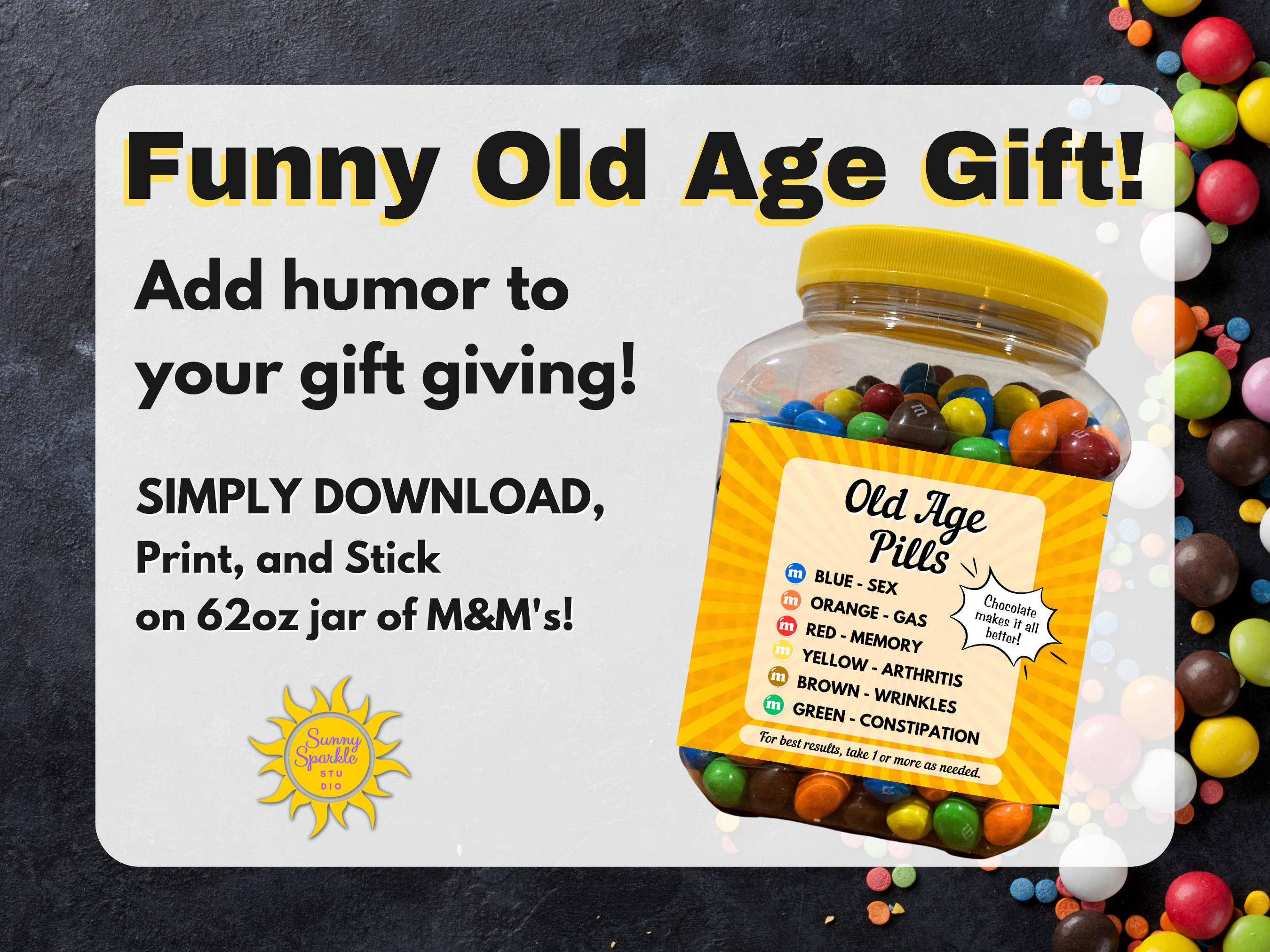 Old Age Gift | Old Age Pills Printable Label | Old Age Humor | Funny Old Age Gift | Old Age Gag Gift | Over the Hill Gift