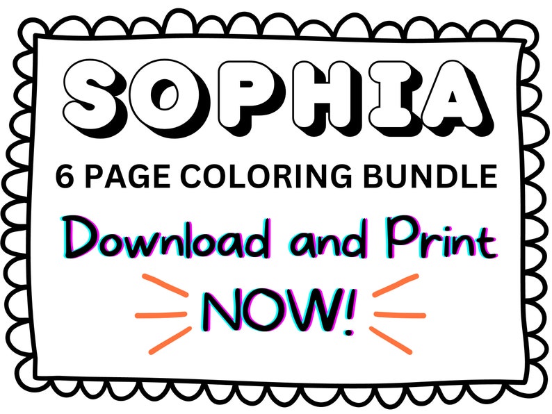 Sophia Coloring Page Printable Name Coloring Page, Custom Coloring, Personalized Gift, Colouring ...