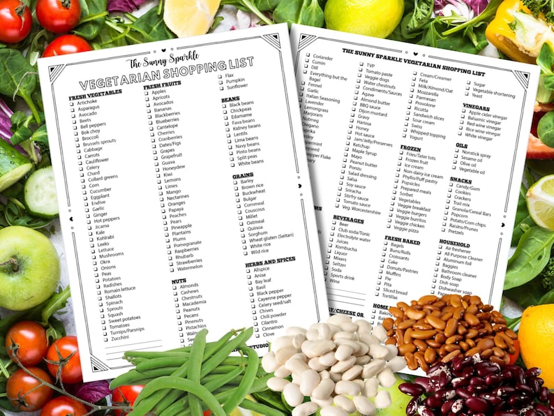 Plant-based Shopping List Grocery Shopping List Vegetarian Shopping ...