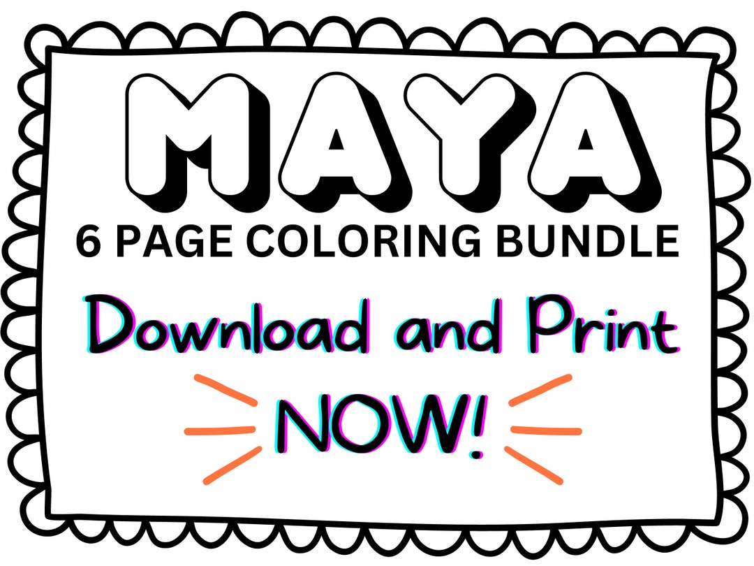 Maya Coloring Page Printable Name Coloring Page Custom - Etsy
