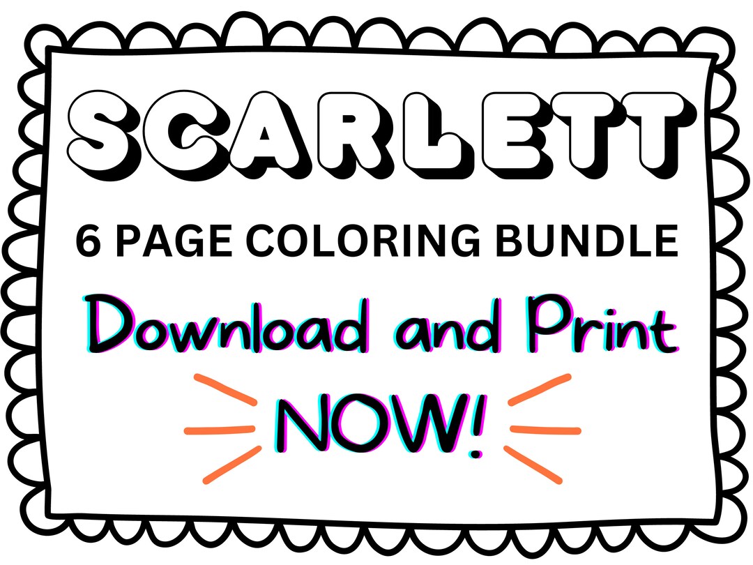 Scarlett Coloring Page Printable Name Coloring Page - Etsy Australia