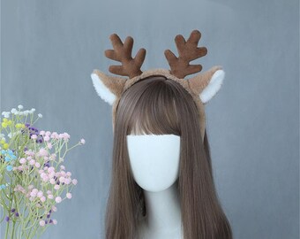 Fall Colors Christmas Deer Antler Headband, Faun Ears, Deer Ears, Halloween Deer Costume Cosplay, Animal Costume, Halloween headband