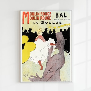 Moulin Rouge Poster Printable, Vintage Print Digital Download, French Wall Decor, Retro Exhibition Poster, Henri de Toulouse-Lautrec Artwork