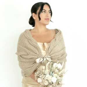 Beige Bridal Shawl: Mohair Wedding Wrap