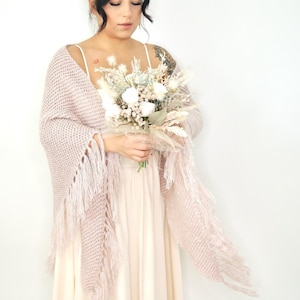 Blush Bridal Shawl: Hand Knit Mohair Wedding Wrap