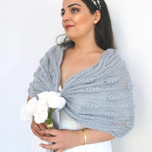 Silver gray wedding shawl, gray bridal shawl, winter wedding wrap, bridal bolero, bridal cape, bridal cover ups, mohair bridal wrap cardigan