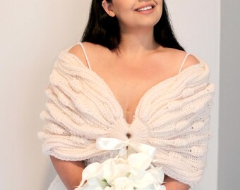 Chal de boda de mezcla de mohair: bolero de novia, chal de boda de invierno