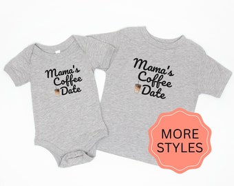 Mama's Coffee Date Baby Toddler Hoodie Bib Long Sleeve Onesie Short Sleeve Retro Trendy