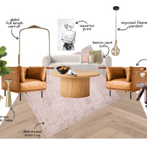 Interior Design Service-Custom Virtual E-Design, E-Decor Service, Room Board + Furniture Plan and Product Shopping List