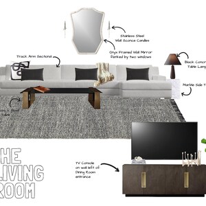 Interior Design Service-Custom Virtual E-Design, E-Decor Service, Room Board + Furniture Plan and Product Shopping List