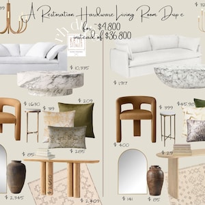 Restoration Hardware Living Room Dupes|Online Interior Design|Pre-designed Living Room|Interior Design Service|Interior Design|E-Design