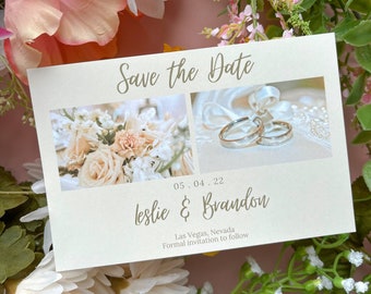 Minimalistic Save the Date with Photo, Simple, Neutral Colors | Canva Template | ETSD3002