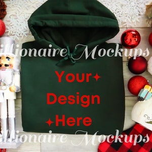 Christmas Hoodie Mockup, Gildan 18500 Forest Green Mockup, Green Shirt Mockup, Heavy Blend Hoodie , Gildan Mockup,  Flat lay Sand Mockup