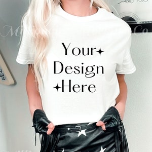 White Tshirt Mockup, Gothic Mock, Gildan 5000 Mockup, White Mockup, Gildan Shirt Mockup, Model White Mockup, Gildan White, Shirt Mockups