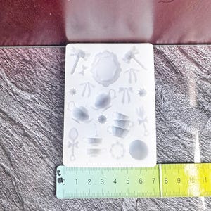 Molde de silicone transparente em miniatura para bule de chá, xícaras de chá e decorações - Ideal para resina UV, argila, nail art e artesanato.