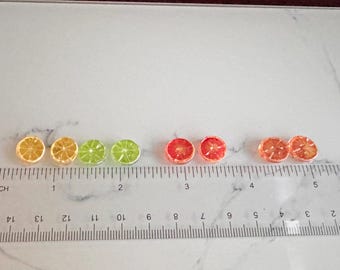 Tranches de fruits miniatures en résine - citron, lime, pamplemousse, orange