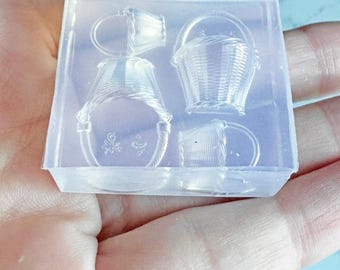 Molde de silicona transparente para cesta de mimbre en miniatura / cesta de Pascua