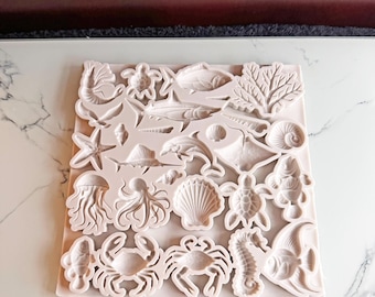 Molde de silicona apto para alimentos con forma de animales marinos, conchas y corales
