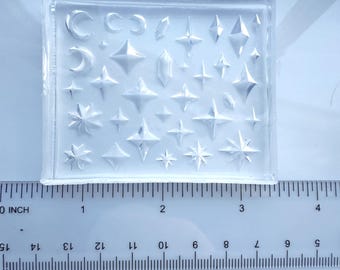Miniature Stars, Moon, Diamonds, Gems Silicone Molds - Mini Shapes Mold