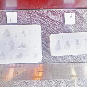 Winter Themed Snowmen, Trees, Houses Clear Silicone Molds - 2 Options