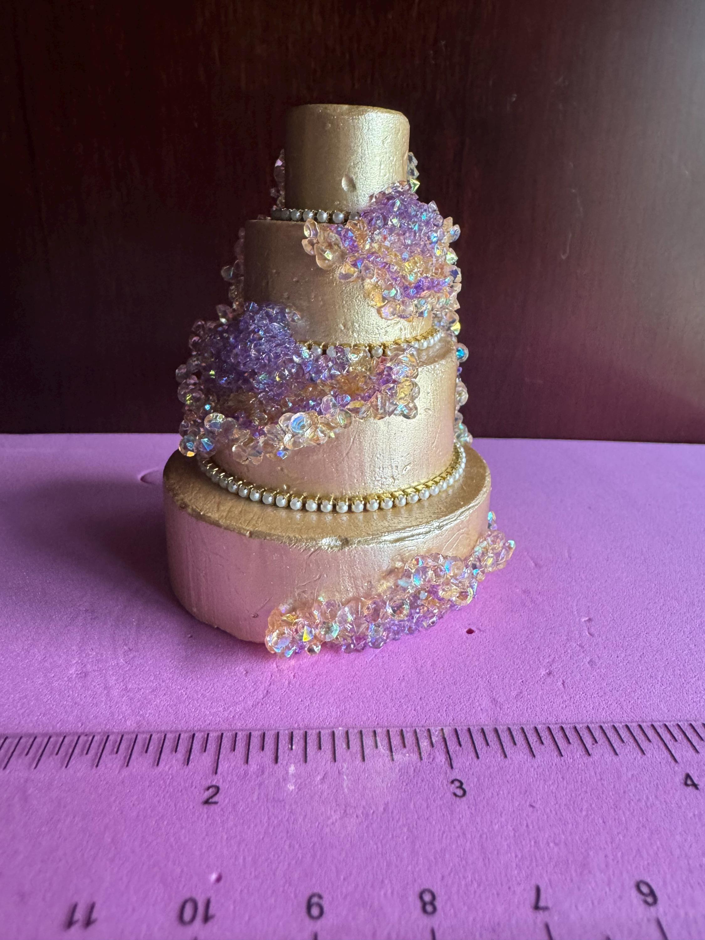 Miniature Rhinestone Celebration Cake: Dollhouse Geode Cake