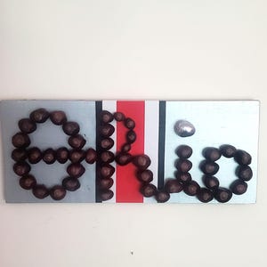 Handmade Script Ohio State Wall Hanging with Real Buckeyes