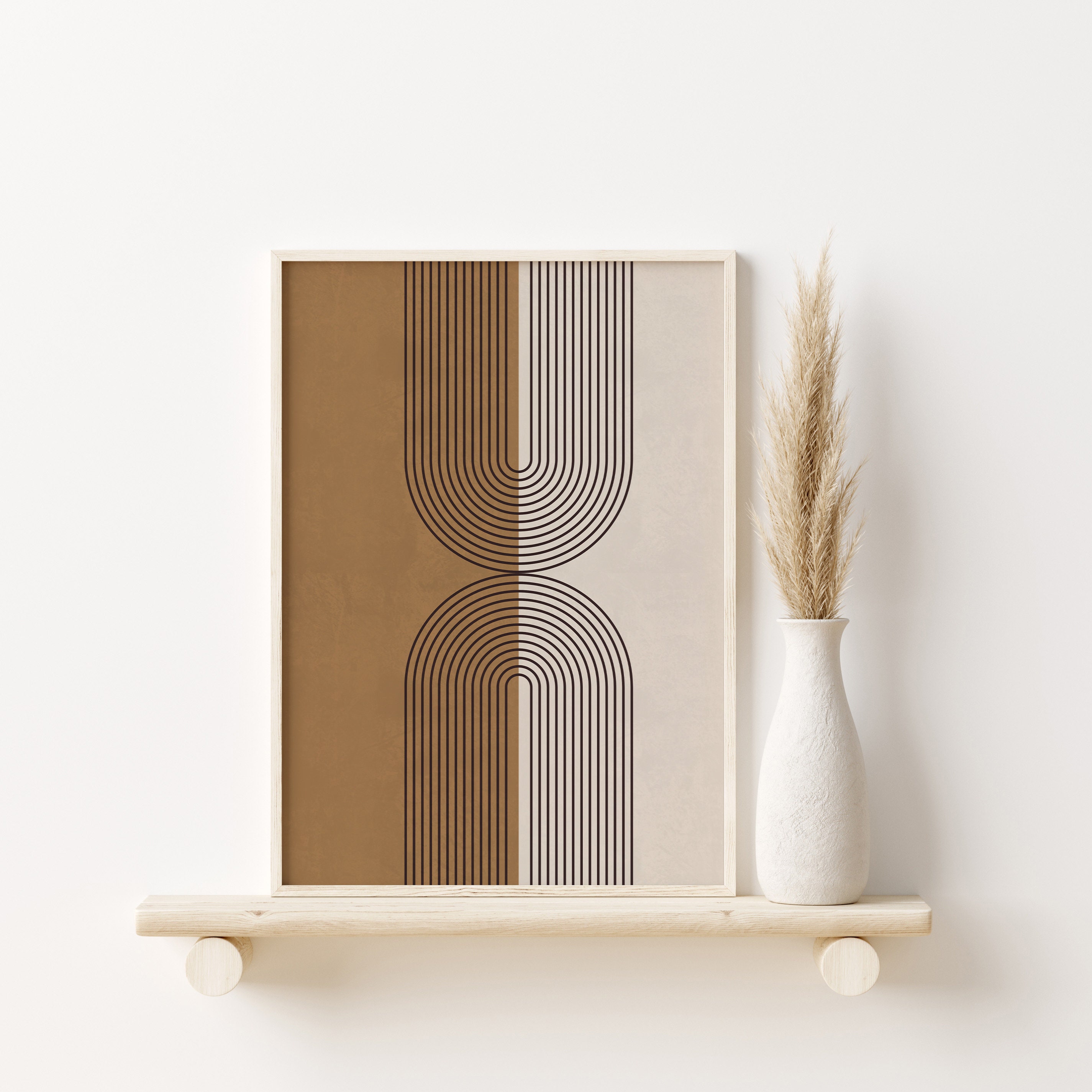 Modern Boho Abstract Wall Art Gallery Set of 2, Brown Mid Century Art ...